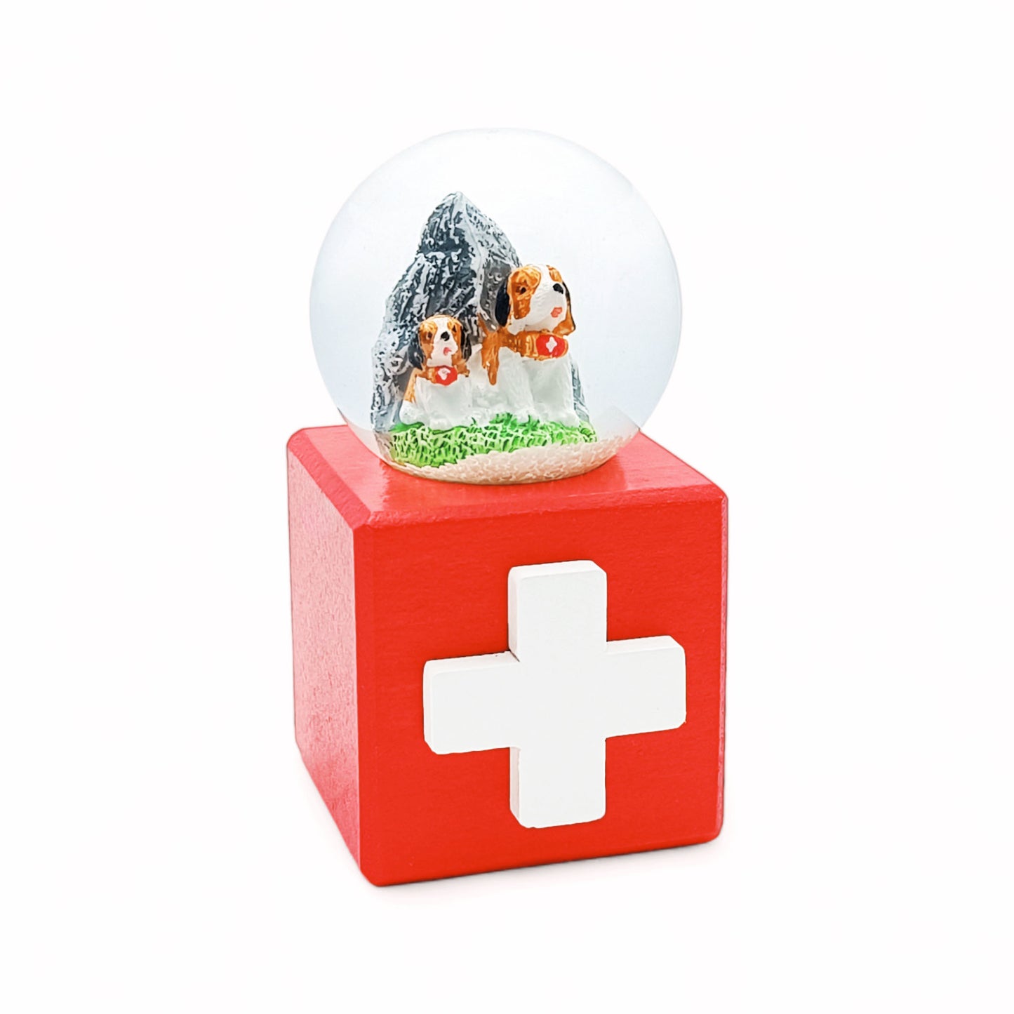 Schneekugeln Würfel- Swiss Souvenirs-Souvenir-Atelier Passage-Bernhardiner-Klein 45x45x90mm-swiss made