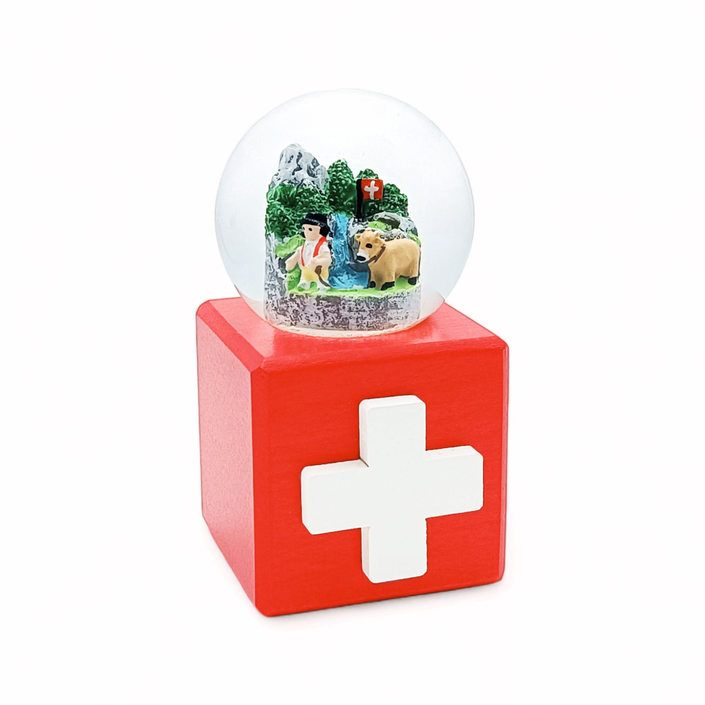 Schneekugeln Würfel- Swiss Souvenirs-Souvenir-Atelier Passage-Alpaufzug-Klein 45x45x90mm-swiss made