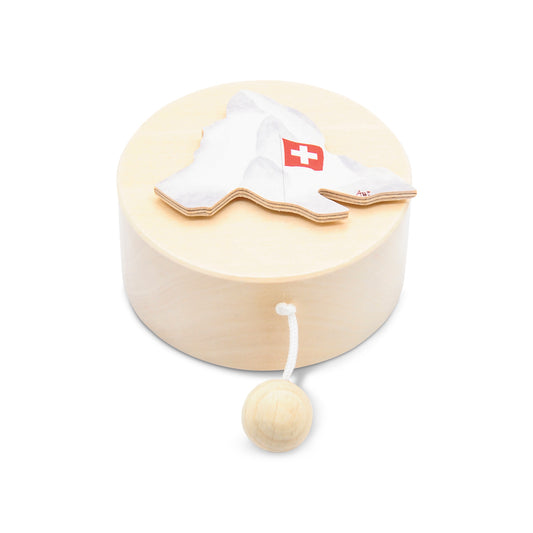 Musikdose rund-Souvenir-Atelier Passage-Natur-swiss made