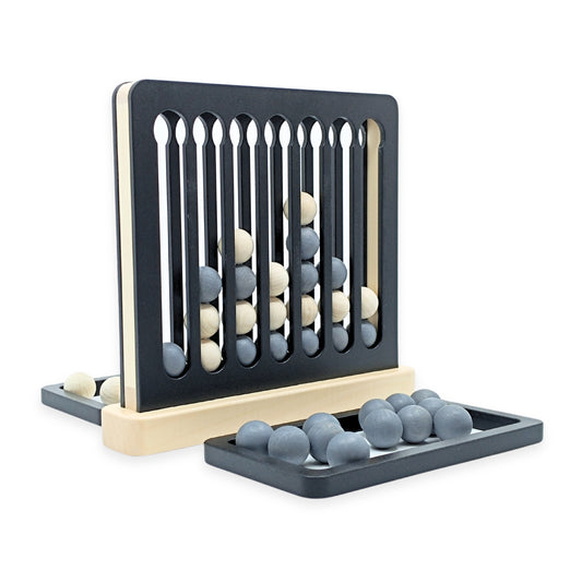 Vier gewinnt - Brettspiele aus Holz - swiss made - Holzspielzeug-Spiele-Atelier Passage-Schwarz-swiss made