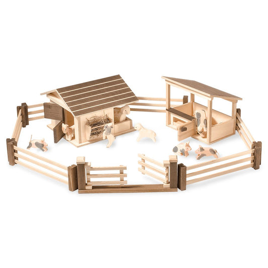 Gehege 9-teilig-Landwirtschaft-Atelier Passage-Holzspielzeuge-swiss made