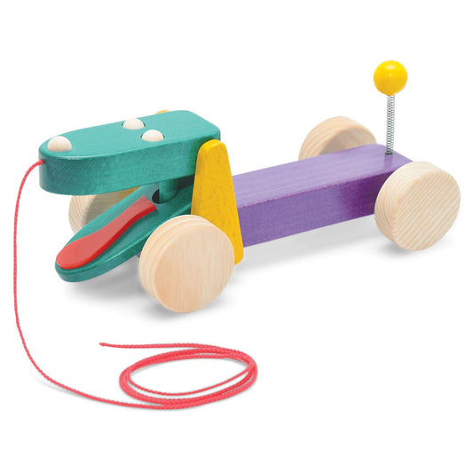 Hund-Zum Nachziehen-Atelier Passage-Holzspielzeuge-Violett-swiss made