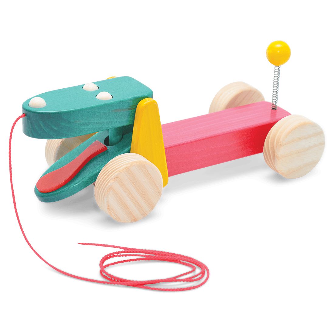 Hund-Zum Nachziehen-Atelier Passage-Holzspielzeuge-Rot-swiss made