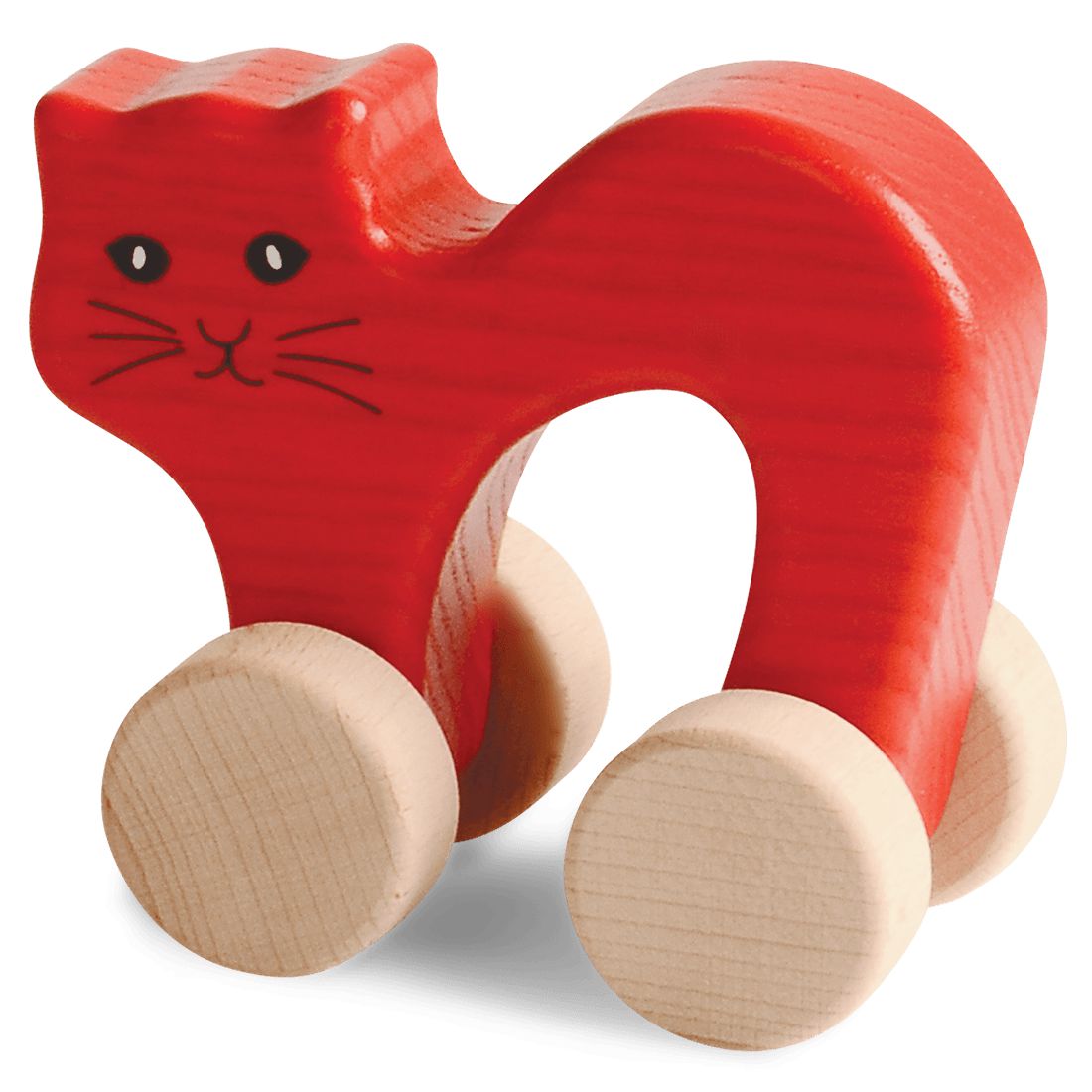 Katze-Greiflinge-Atelier Passage-Holzspielzeuge-Rot-swiss made