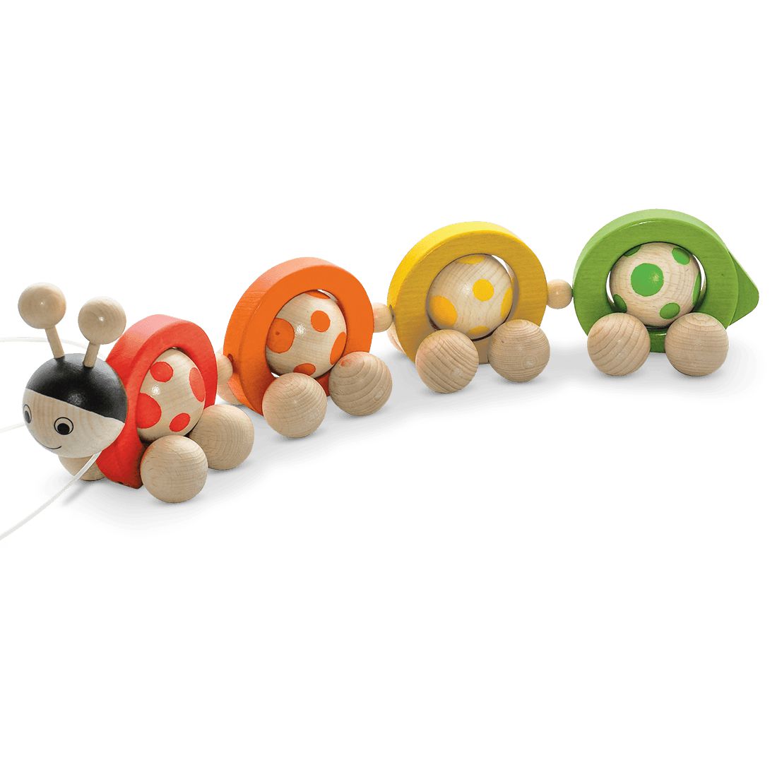 Raupe-Zum Nachziehen-Atelier Passage-Holzspielzeuge-Farbig-swiss made