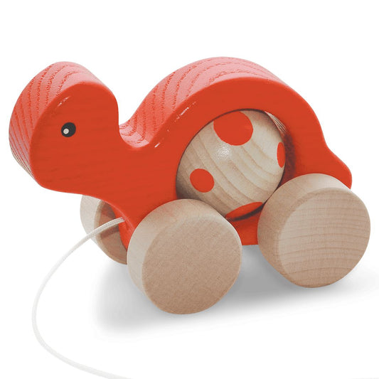 Schildkröte-Zum Nachziehen-Atelier Passage-Holzspielzeuge-Rot-swiss made