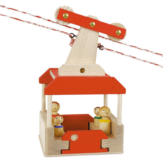 Seilbahnset mit Station-Fahrzeuge und Verkehr-Atelier Passage-Holzspielzeuge-swiss made