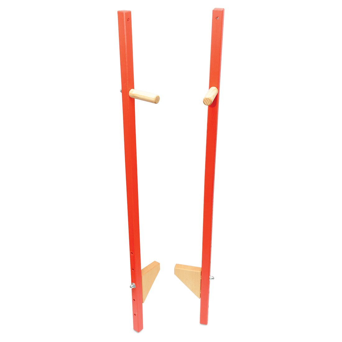 Stelzen kurz aus Holz-Für Draussen-Atelier Passage-Holzspielzeuge-Rot-swiss made
