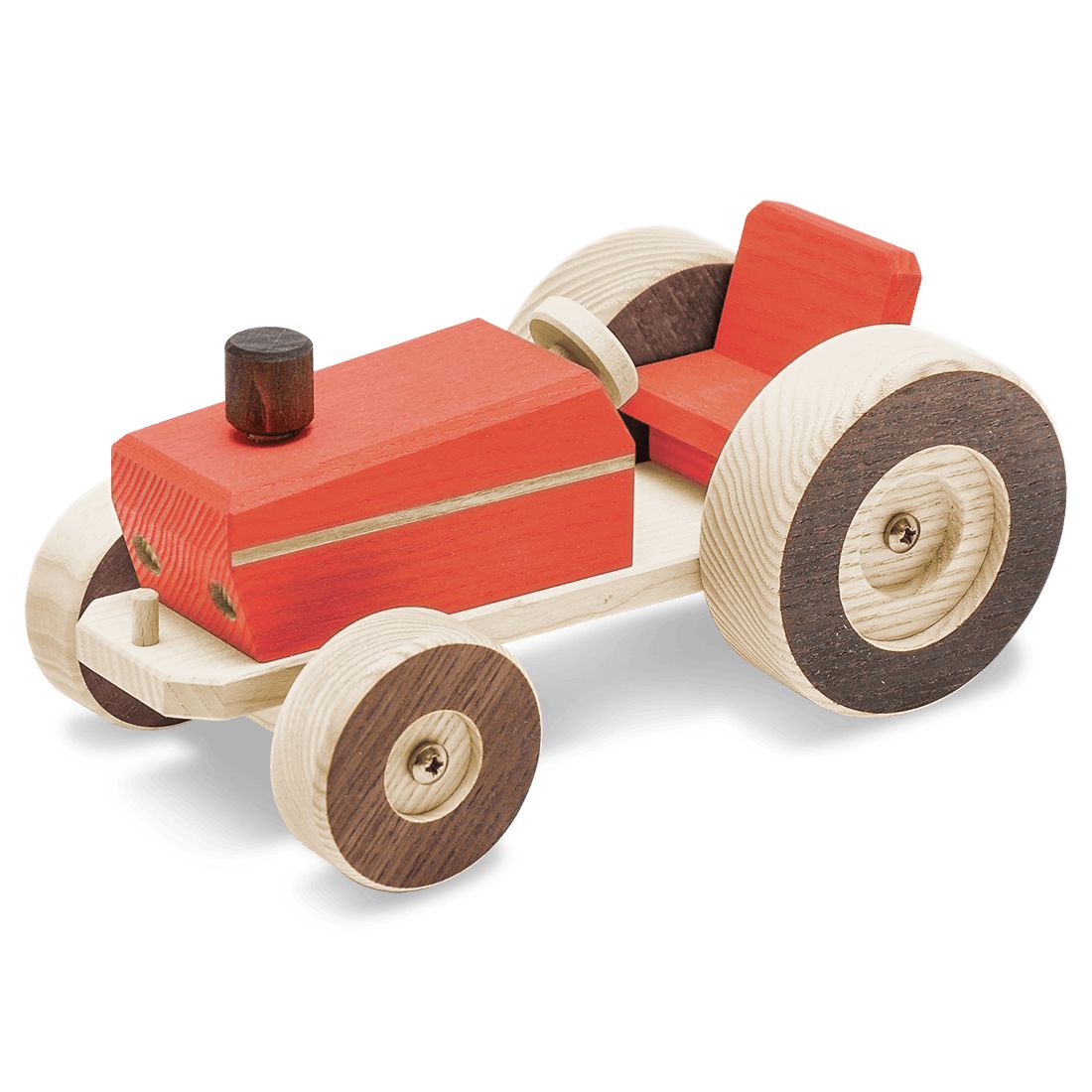 Traktor gross-Landwirtschaft-Atelier Passage-Holzspielzeuge-Rot-swiss made