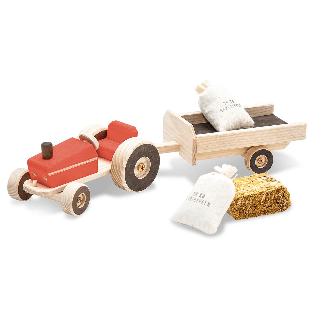 Landwirtschaftsset Fergi-Landwirtschaft-Atelier Passage-Holzspielzeuge-Rot-swiss made