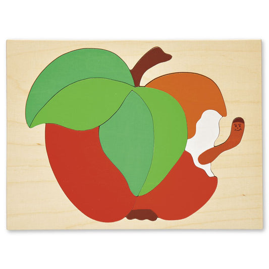 Apfel mit Wurm-Puzzle-Atelier Passage-Holzspielzeuge-swiss made