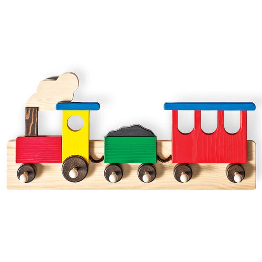 Garderobe Eisenbahn-Fürs Kinderzimmer-Atelier Passage-Holzspielzeuge-swiss made