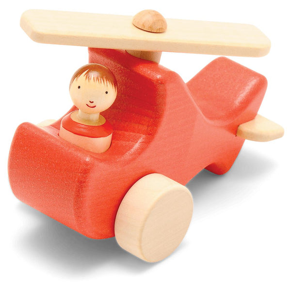 Helikopter City-Fahrzeuge und Verkehr-Atelier Passage-Holzspielzeuge-Rot-swiss made