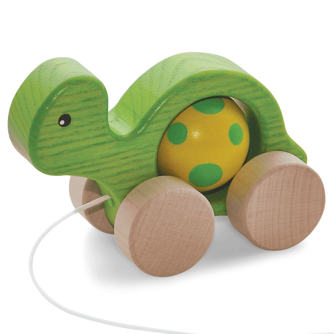 Schildkröte-Zum Nachziehen-Atelier Passage-Holzspielzeuge-Grün-swiss made