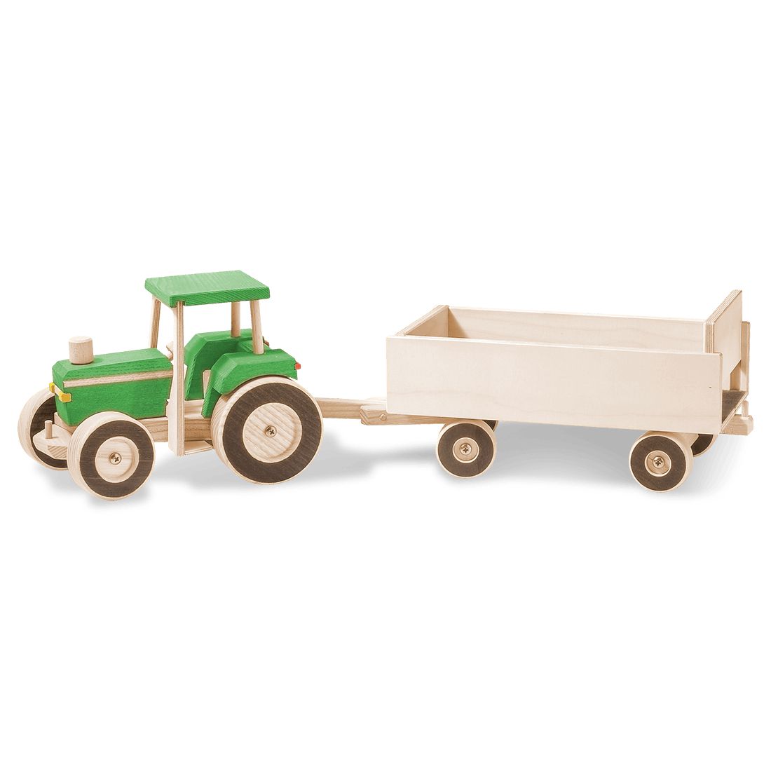 Goki Holztraktor mit Anhänger  Holzspielzeug für Kinder ab 3 Jahren –