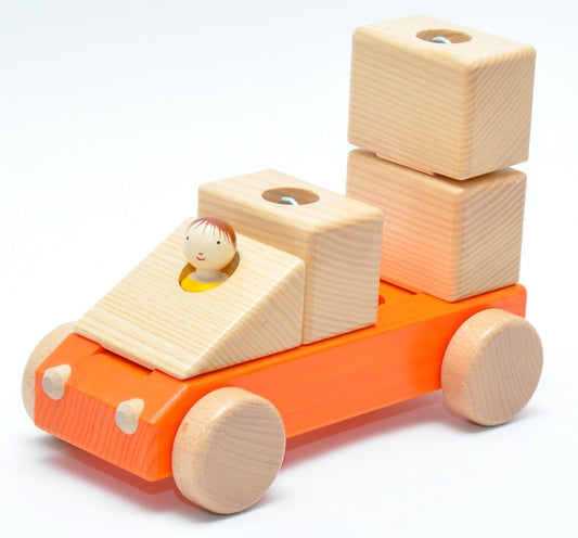 Transporter Mobil-Fahrzeuge und Verkehr-Atelier Passage-Holzspielzeuge-Orange-swiss made